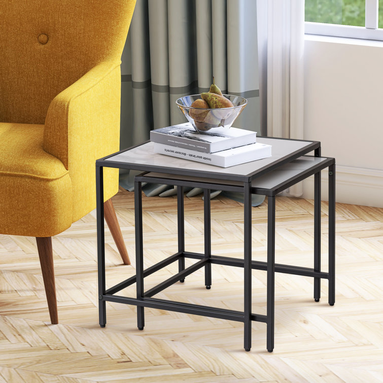 Mercer41 EvieLouise Modern Square Nesting Coffee Table 2 Pieces